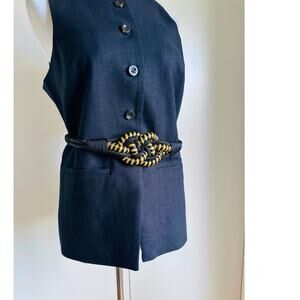 Vintage 80s Rope Knot Belt Black Gold Studio 54 Statement Waist Belt Classic